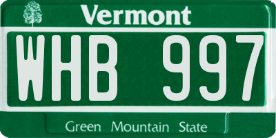 VT license plate WHB997