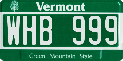 VT license plate WHB999