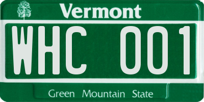 VT license plate WHC001