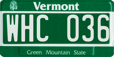 VT license plate WHC036