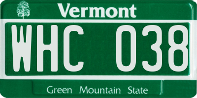 VT license plate WHC038
