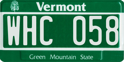VT license plate WHC058
