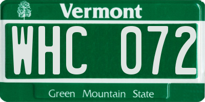 VT license plate WHC072