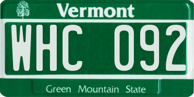 VT license plate WHC092