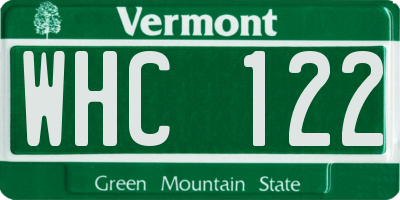 VT license plate WHC122