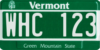 VT license plate WHC123