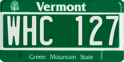VT license plate WHC127