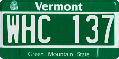 VT license plate WHC137