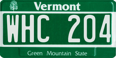 VT license plate WHC204