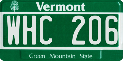 VT license plate WHC206