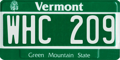 VT license plate WHC209