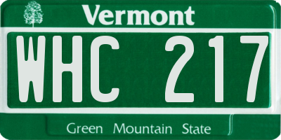 VT license plate WHC217