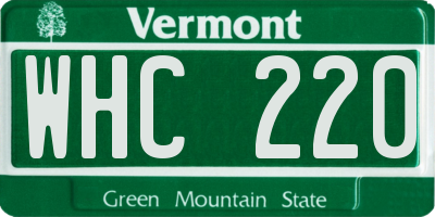 VT license plate WHC220