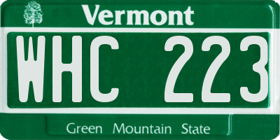 VT license plate WHC223