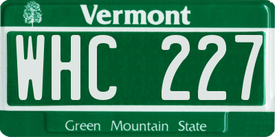 VT license plate WHC227