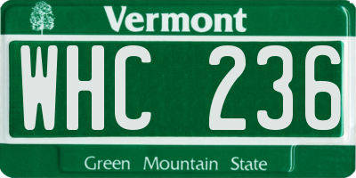 VT license plate WHC236