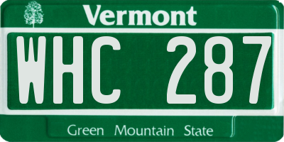 VT license plate WHC287