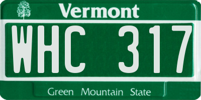 VT license plate WHC317