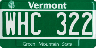 VT license plate WHC322
