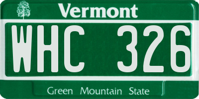 VT license plate WHC326