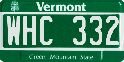 VT license plate WHC332