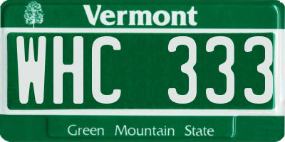 VT license plate WHC333