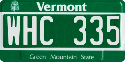 VT license plate WHC335