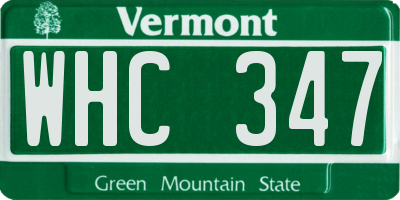 VT license plate WHC347