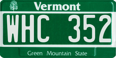VT license plate WHC352