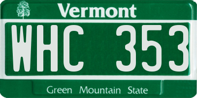VT license plate WHC353