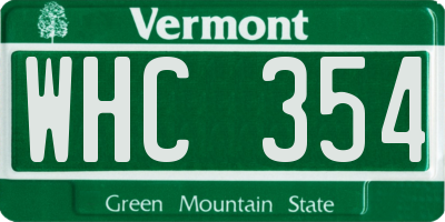 VT license plate WHC354