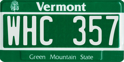 VT license plate WHC357