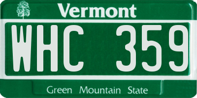 VT license plate WHC359