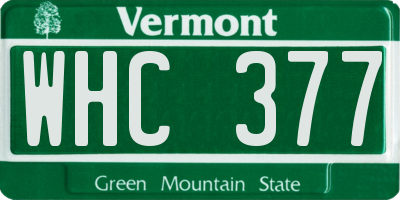 VT license plate WHC377
