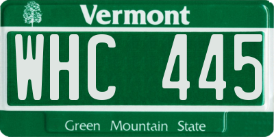 VT license plate WHC445