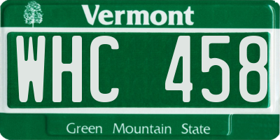 VT license plate WHC458