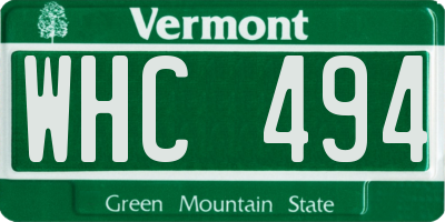 VT license plate WHC494