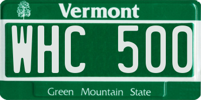 VT license plate WHC500
