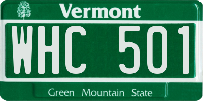 VT license plate WHC501