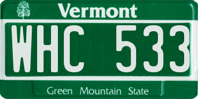 VT license plate WHC533