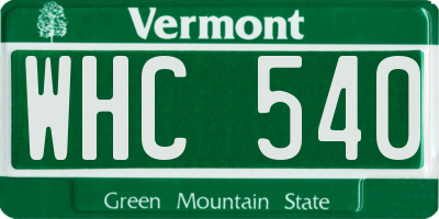 VT license plate WHC540