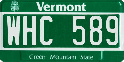VT license plate WHC589
