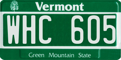 VT license plate WHC605