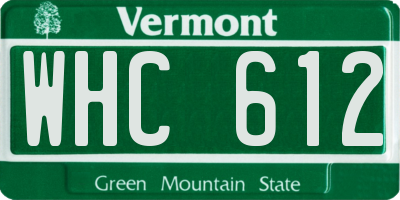 VT license plate WHC612