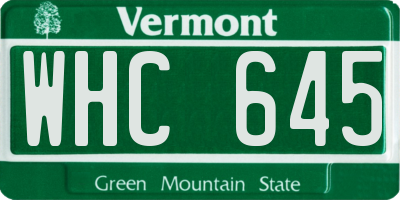 VT license plate WHC645