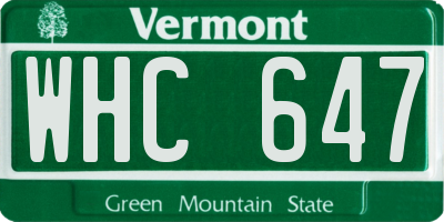 VT license plate WHC647