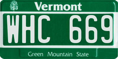 VT license plate WHC669