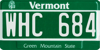 VT license plate WHC684