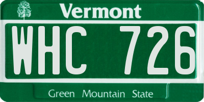 VT license plate WHC726