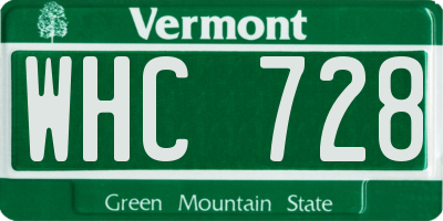VT license plate WHC728